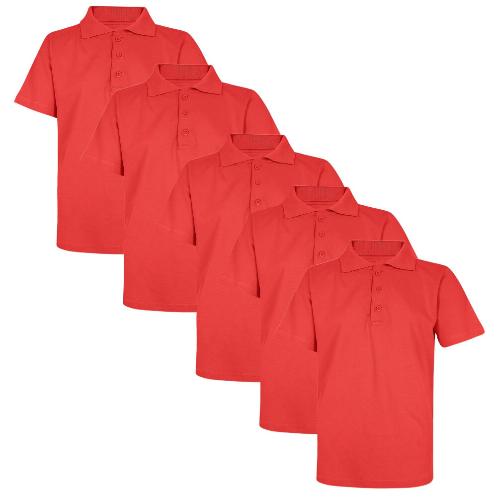 A2zkids (15-16 Years, Red 5 Pack) Kids Boys T Shirts Summer Soft Plain Polo