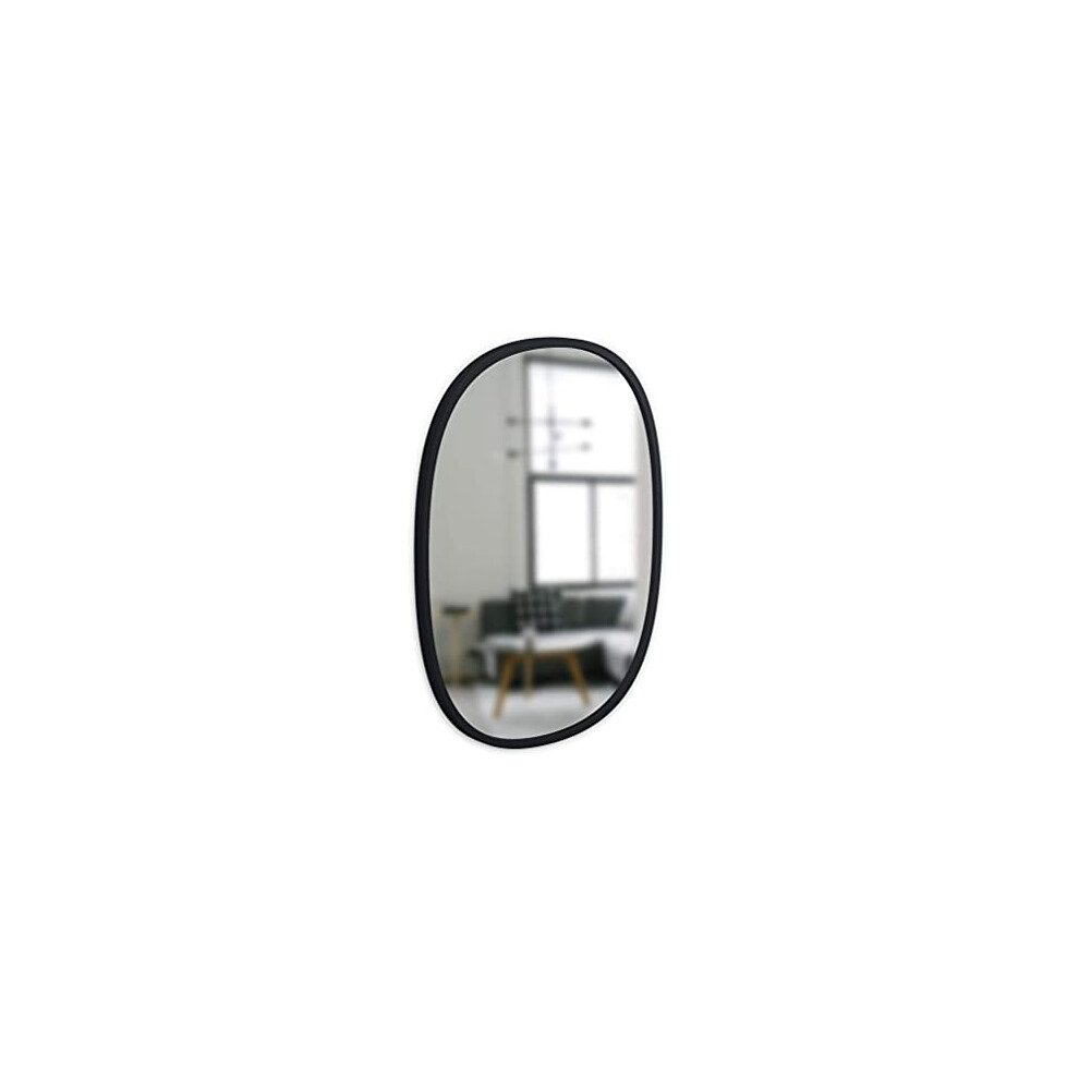 Umbra Hub 18 x 24? Oval Wall Mirror With Rubber Frame, Modern Room Decor for Entryways, Washrooms, Living Rooms and More, Black