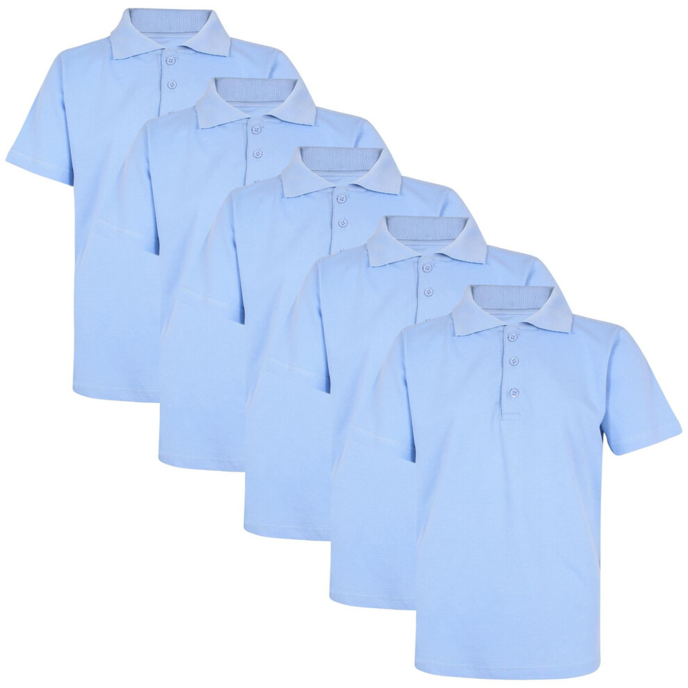(5-6 Years, Sky Blue 5 Pack) Kids Boys T Shirts Summer Soft Plain Polo