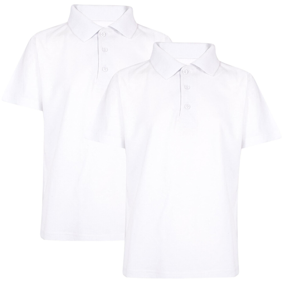 (15-16 Years, White 2 Pack) Kids Boys T Shirts Summer Soft Plain Polo