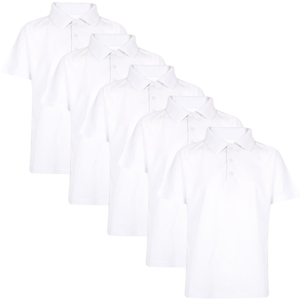 A2zkids (7-8 Years, White 5 Pack) Kids Boys T Shirts Summer Soft Plain Polo