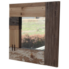 Fiesta Studios Nautical Square Mirror Made From Reclaimed Wood Handcrafted Natural Wood Effect Beach Themed Bathroom Living Room Home D?cor Chic