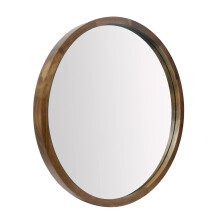 NULIPING 23.6 Inch Round Wall Mirror for Bathroom Large Circle Vanity Mirror for Wall Decor-Wooden Frame for Entryway Bedroom Living Room(Two-Tone