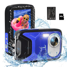 Digital Camera,Kids Waterproof Camera for Snorkeling,30MP 1080P Point and Shoot Cameras with 2.8" 18X Digital Zoom,17FT Underwater Camera with a