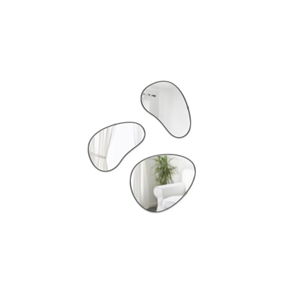 Umbra Hubba Pebble Mirrors, Set of 3, Metallic Titanium