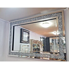 Bloomingtons Direct Crystal Crushed Jewel Wall Mirror Loose Diamante Horizontal Decorative Wall Mirror Vanity Mirror, Wall Mirror for Living Room,