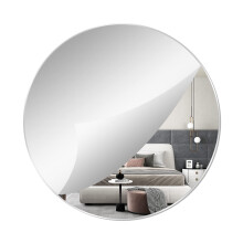 TSKDKIT 40cm Round Wall Mirror Self Adhesive Circle Glass Mirror HD Large Wall Mirror 16'' Makeup Mirror Frameless Decoration Wall Mirror for