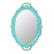Eaoundm 37 x 25 cm Oval Antique Decorative Wall Mirror Vintage Hanging Mirror (Blue)