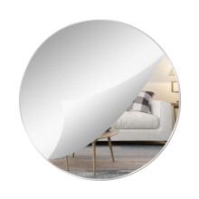 QEEYON Round Self Adhesive Mirror, 30cm Frameless Round Glass Mirror, Wall Mirrors Stick on Hallway Mirror Glass Tiles for Bedroom, Living Room, Art