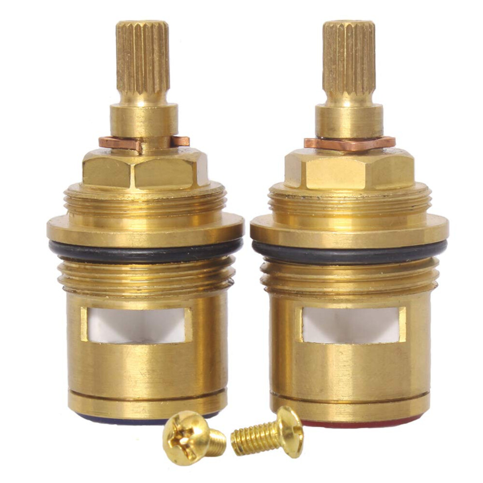 Wussh Bathroom Basin 2Pcs Pair 3/4'' Ceramic Disc Cartridge Replacement Mixer Hot And Cold Tap Inner Faucet Valve Quarter Turn 57Mm 12 Mm Spline 788033452880