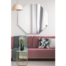 MirrorOutlet The Octa - Large Bevelled edged Modern Octagonal Wall Mirror 39" X 39" (100cm X 100cm) Silver Mirror Glass On A Black Backing