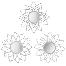 Manortang Silver Mirrors for Wall Metal Flower Mirrors Home Decoration Wall Art Decorative Mirror Small Wall Mirror for Living Room Bedroom Bathroom