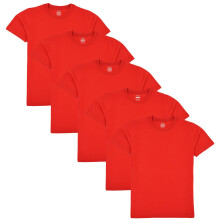 (5-6 Years, Red) Kids Unisex Pack Of 5 Plain PE School T Shirts