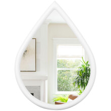 FEUFOAM White Vintage Mirror Teardrop Wall Hanging Mirror Wood Frame 65x45cm Wall Mirrors Decorative for Entryway Living Room Bathroom Hallway Home