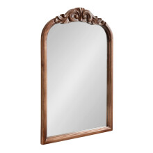 Kate and Laurel Arendahl Traditional Arch Wall Mirror, 24 x 36, Walnut Brown, Vintage Baroque-Inspired Wooden Arched Bathroom Mirror for Over Sink