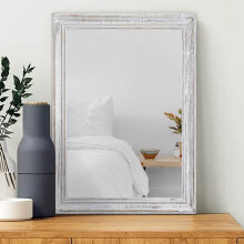 MWAZZLL Wall Mirror with Rustic Wood Frame Rectangle Mirrors for Wall Decorative Hanging Mirror for Bathroom Bedroom Farmhouse Small