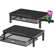 ZiMilar 2 Pack Monitor Stand Riser med metal skuffe 3 H?jdejusterbar sk?rmstiger med telefonholder til printer b?rbar premium metal computersk?rm