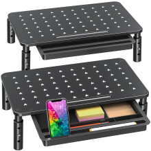 Zimilar 2 Pack Monitor Stand Riser med skuffe - 3 H?jdejusterbar metalmonitor Stand med unikt stjernetil