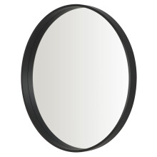 Home Selections Black Round Wall Mirror, 50cm, Wooden Deep Framed Circle Mirror