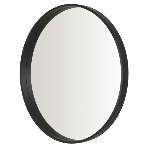 Home Selections Black Round Wall Mirror, 50cm, Wooden Deep Framed Circle Mirror