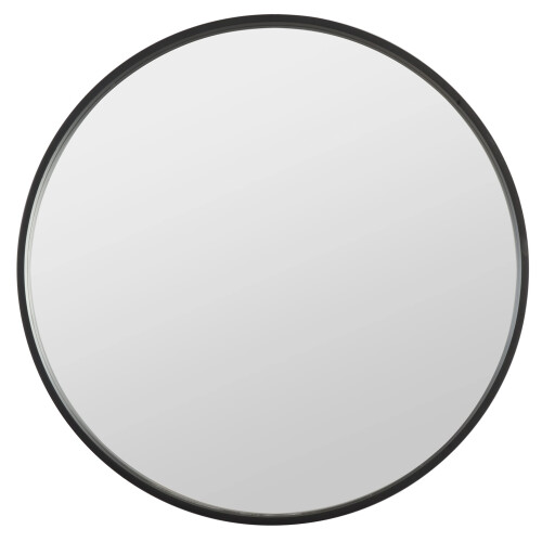 Home Selections Black Round Wall Mirror, 50cm, Wooden Deep Framed Circle Mirror 1