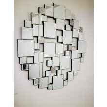 Deenz Modern Round Square Cut Outs Lounge Bathroom Venetian Glitz Accent Mirror 60Cm The World'S Largest Mirror Collection Of Deenz Store