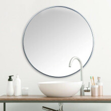 DEENZ Round Grey Wall Mirror Metal Frame Industrial Living Room Bathroom Hallway 60Cm