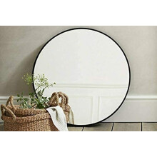 DEENZ 40Cm Black Round Aluminium Frame Wall Mounted Mirror Bathroom Living Room Bedroom Home D?cor
