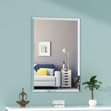 FRAMELESS 80x60cm rectangle bevelled corner Round Wall Mounted Mirror Frameless Bathroom Living Room A Must have Mirror Home Decor