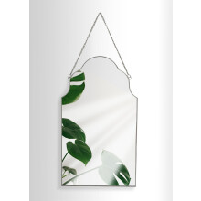 GreyZouq Decorative Arched Wall Mirror with Hanging Chain, Metal Frame Wall Mounted Mirror for Home, Living Room, Bathroom, Hallway or Bedroom Wall