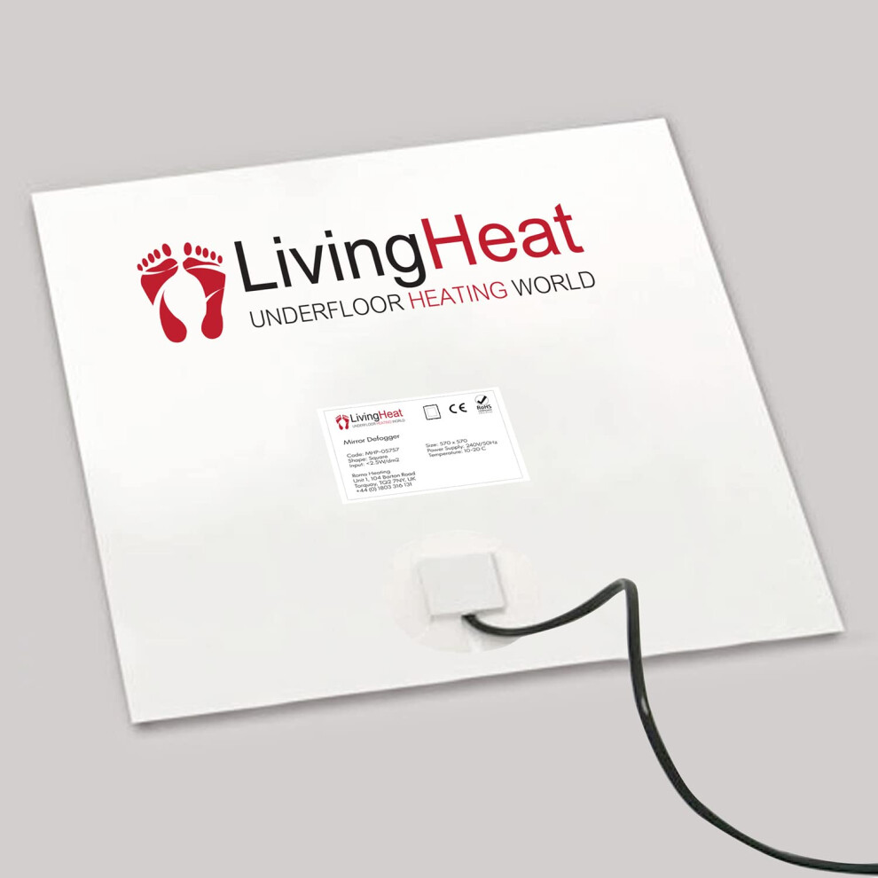 Living Heat Bathroom Mirror Demister Pad - 270 x 370mm Rectangle-image-OPC-PG9DJSP-NEW