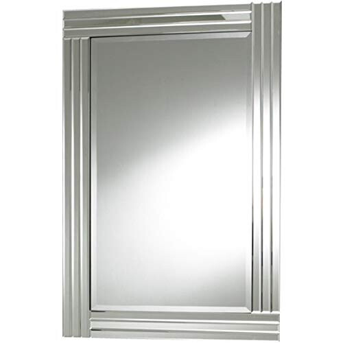 Chic Concept Modern Rectangular Triple Beveled Glass Wall Mirror Clear Border 100x70, Black 2