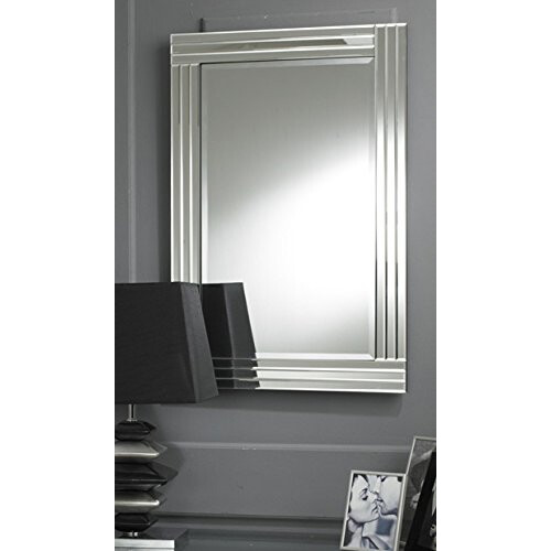 Chic Concept Modern Rectangular Triple Beveled Glass Wall Mirror Clear Border 100x70, Black 1