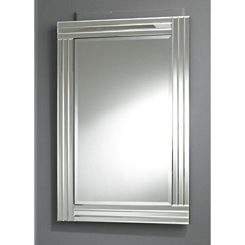 Chic Concept Modern Rectangular Triple Beveled Glass Wall Mirror Clear Border 100x70, Black