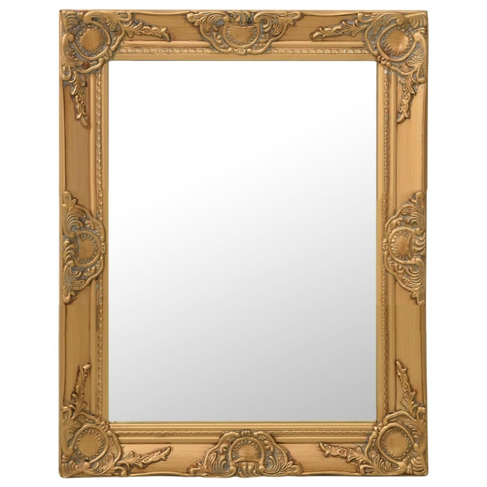 vidaXL Wall Mirror Hanging Mirror Bathroom Mirror Garderobe Mirror Antique Mirror Retro Mirror Wardrobe Mirror Home Baroque Style 50x60 cm Gold