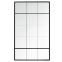vidaXL Wall Mirror Indoor Home Living Room Decor Vanity Make up Bathroom Bedroom Wall-mounted Mirror with Mounting Hook Black Metal