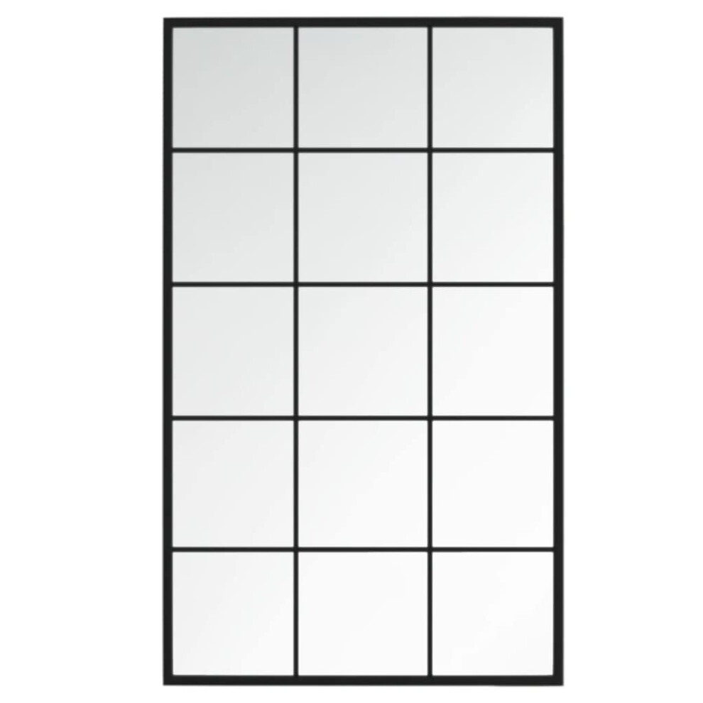 vidaXL Wall Mirror Indoor Home Living Room Decor Vanity Make up Bathroom Bedroom Wall-mounted Mirror with Mounting Hook Black Metal