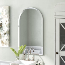 Biznest Frameless Wall Mounted Mirror Home Decor Modern Frame Less Wall Mirror For Bathroom Bedroom Living Room Pick Yours Size (50X70Cm Arched Shape)