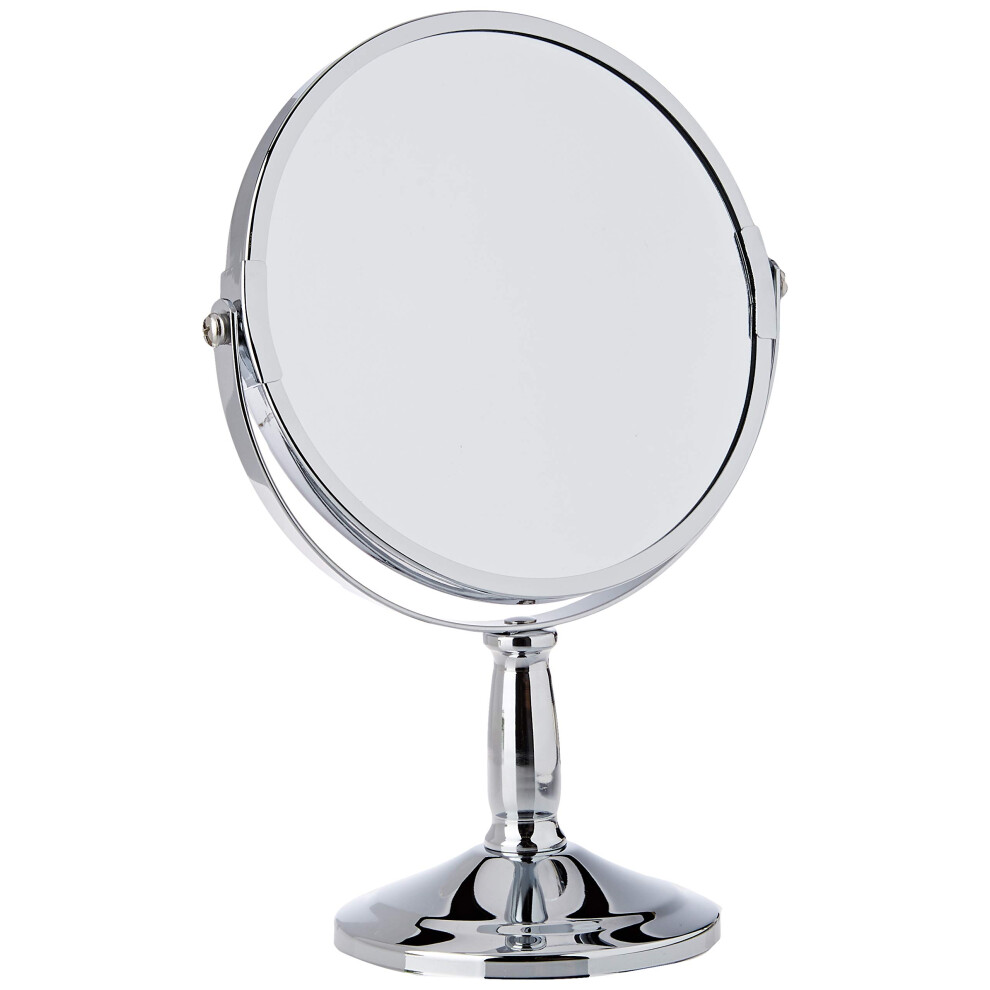Premier Housewares Table Mirror Chrome Free Standing Mirror Silver Makeup Mirror Round Mirror Small Mirror Circle Mirror or Bathroom Mirror 23x15x15