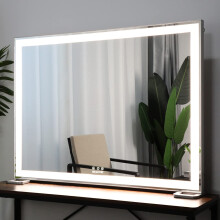 BEAUTME Large Vanity Mirror with Lights,Lighted Hollywood Makeup Mirror Tabletop/Wall Mounted for Bedroom and Bathroom,3 Color Modes with