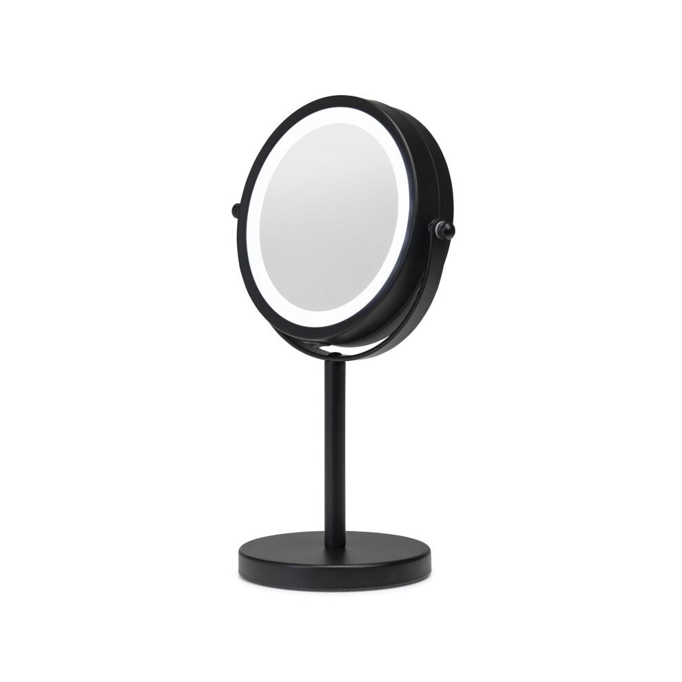 Croydex Illuminated Magnifying Bathroom LED Mirror Battery Operated, Free Standing Mirror, Adjustable Dual Sided LED Mirror, 3x Magnification and