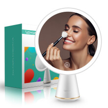 VOYOR Mirror with Lights Portable Desk Mirror Detachable Dressing Table Mirror Adjustable Brightness Free Standing Mirror Rechargeable Light up Makeup