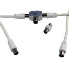 electrosmart 5m White Freeview TV Aerial Splitter Kit Includes 1.5m Coax 5m Coax Splitter & Adaptor
