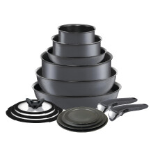 T-fal L817SE74 Ingenio Essential Colors Cookware Set, Aluminum, Gray