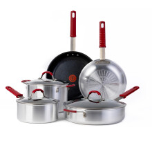 T-Fal Professional VX3 Cepillado antiadherente con mango de acero inoxidable Juego de utensilios de cocina de cuero de 8 piezas Safe 400F Cook utensi