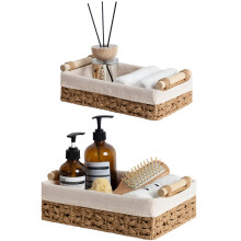 Paniers de salle de bain StorageWorks pour organiser le petit panier en osier pour l'organisateur de salle de bain Panier de rangement rond en co