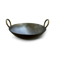 SI ? Indian Iron Deep Frying Pan Kadai Cooking Frying & Kitchen Tool 12'' inch WokINDIA