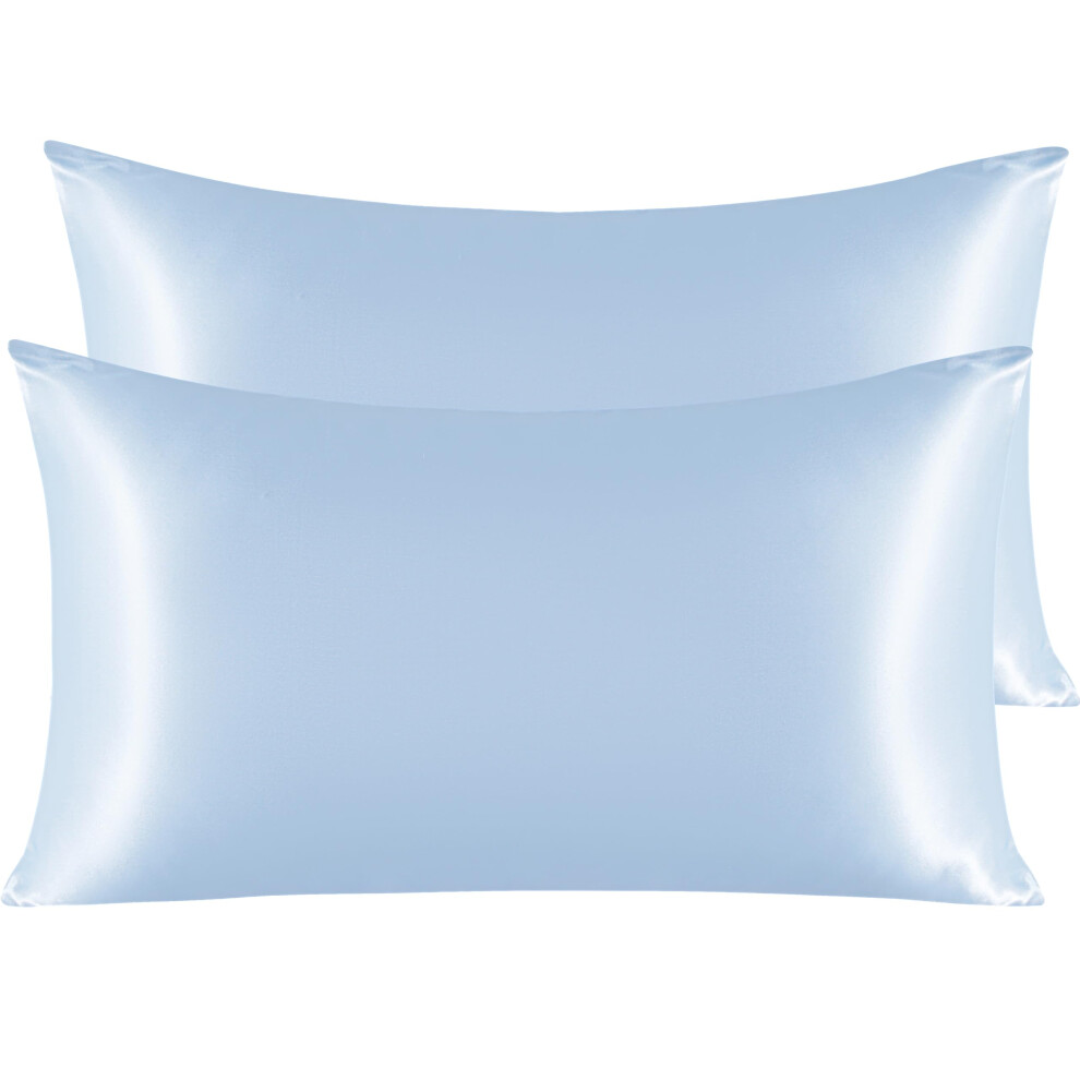 Lot de 2 taies d'oreiller NTBAY en satin pour cheveux et peau, luxueuses et soyeuses, avec fermeture     enveloppe, 50 x 91 cm, couleur aqua