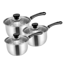 sports flyfree 3 Piece Stainless Steel Pans Set, Induction Pot and Pan Set with Glass Lids, Includes 16cm, 18cm & 20cm Saucepans, Cookware Set