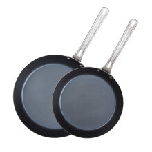 Viking 40341-1182-1012 Non Stick Frying Pans, Blue Carbon Steel Kitchen Cookware, 10 and 12 Inch Skillet, Black